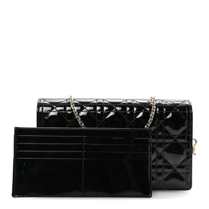 Christian Dior Patent Cannage Lady Dior Chain Wallet Black 3 of 10