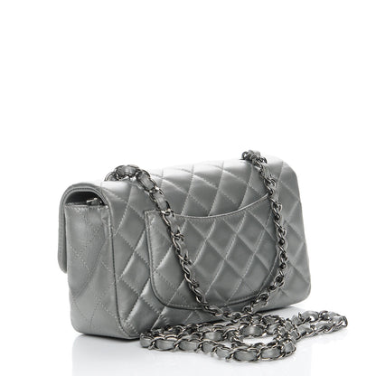 Chanel Metallic Lambskin Quilted Mini Rectangular Flap Silver 3 of 8