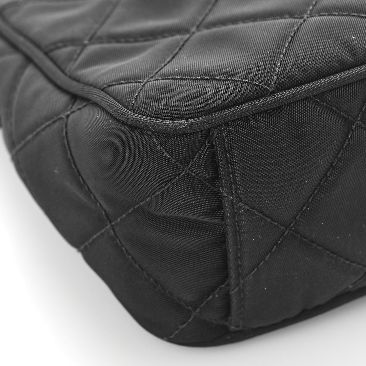 Nylon Tessuto Impuntu Quilted Crossbody Bag Black