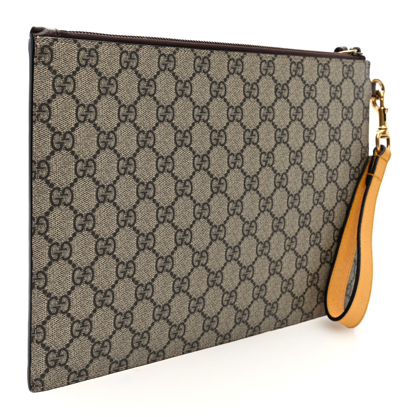 GG Supreme Monogram Neo Vintage Zip Wristlet Pouch Beige New Acero Crop