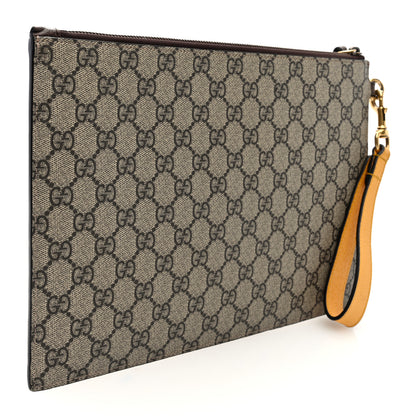 Gucci GG Supreme Monogram Neo Vintage Zip Wristlet Pouch Beige New Acero Crop 3 of 6