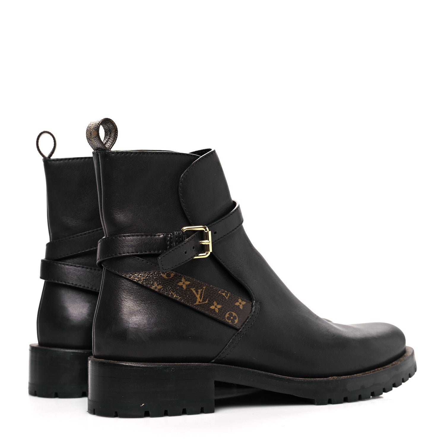 Louis Vuitton Calfskin Monogram Discovery Flat Ankle Boots 38.5 Black 4 of 8