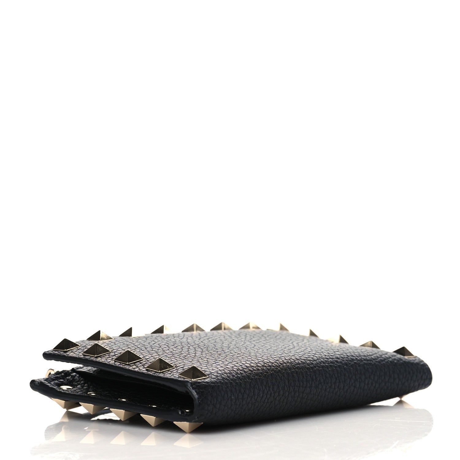 Valentino Garavani Grainy Calfskin Rockstud Coin Purse Card Holder Black 4 of 9