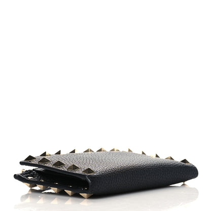 Valentino Garavani Grainy Calfskin Rockstud Coin Purse Card Holder Black 4 of 9