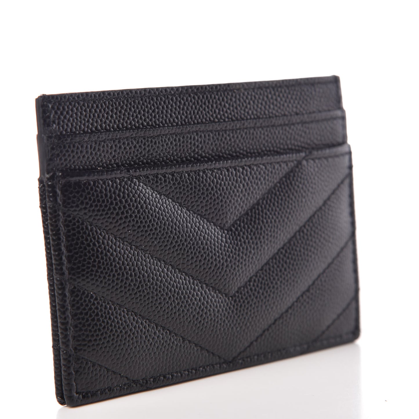 Grain De Poudre Matelasse Chevron Monogram Credit Card Case Black