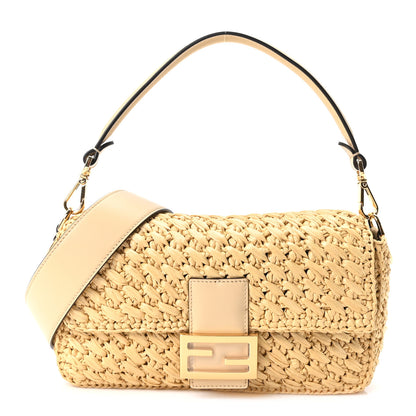 Fendi Raffia Effect Woven Baguette Natural 1 of 9