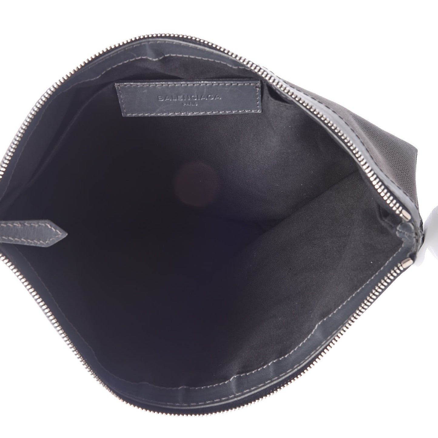 Cotton Canvas Calfskin Logo Clutch Ombre Grey Gradient