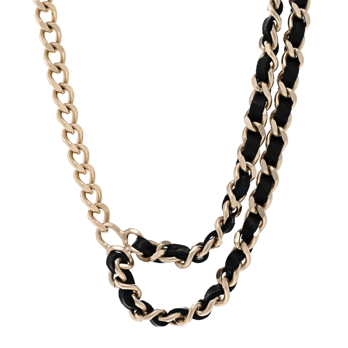 Lambskin CC Chain Short Necklace Black Gold