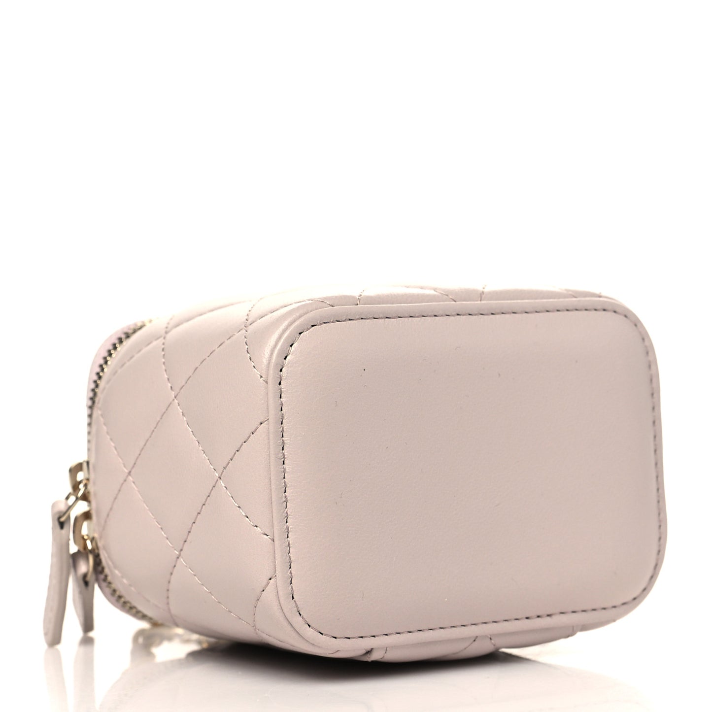 Lambskin Quilted Pearl Crush Mini Vanity Case With Chain Light Purple