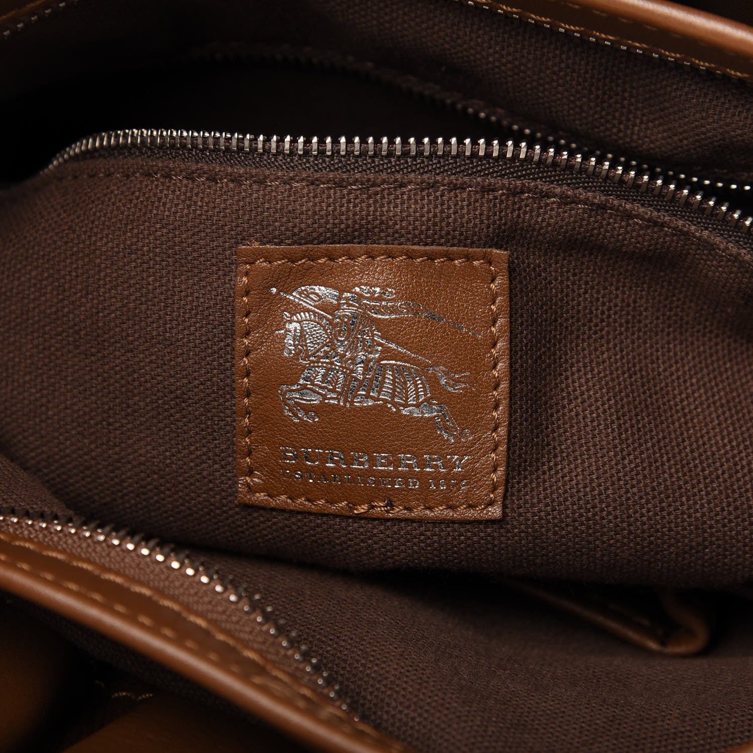 Burberry Calfskin Logo Embossed Large Beaton Brown 8 of 11