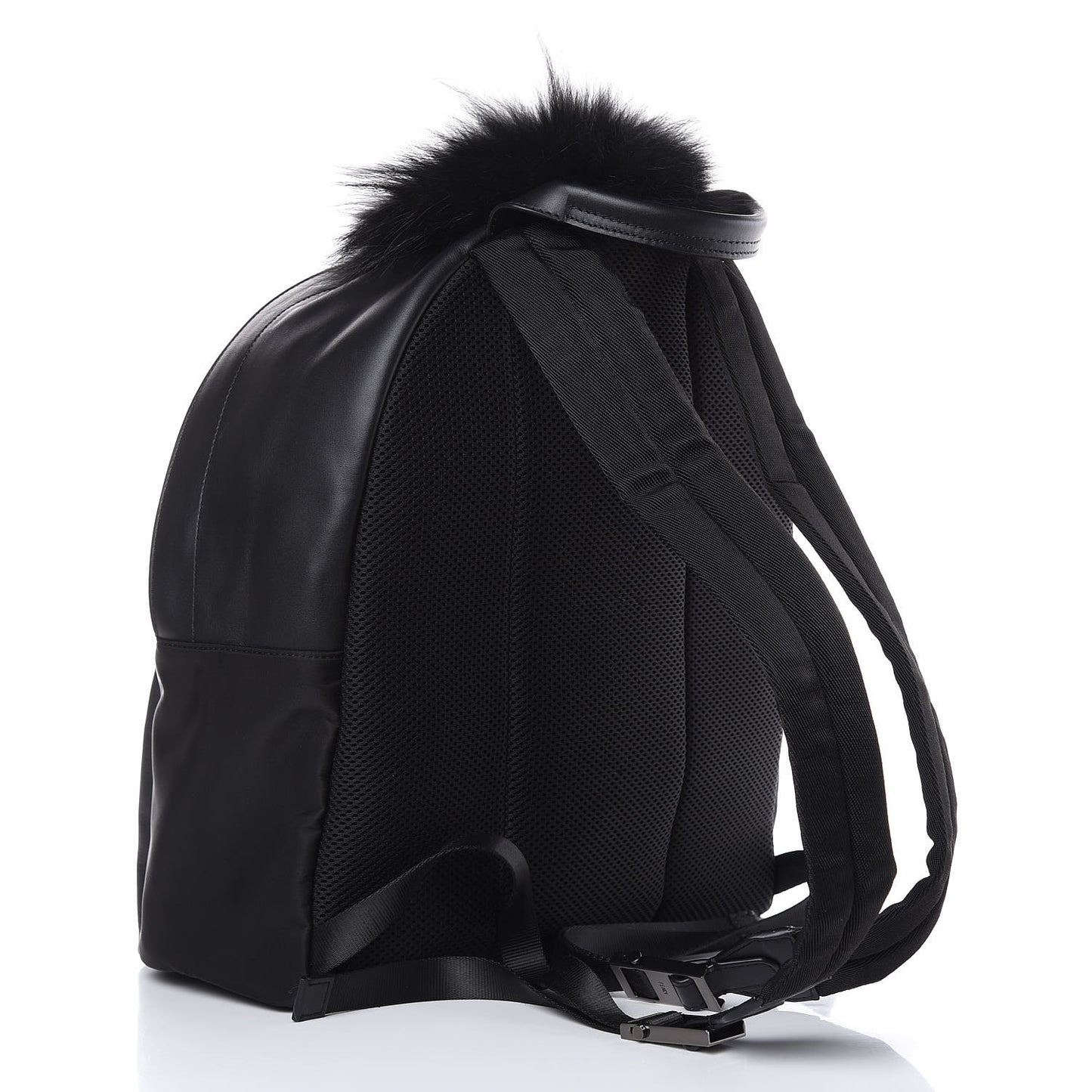 Vitello Century Nylon Crocodile Elaphe Fox Goat Fur Metal Monster Eyes Backpack Black