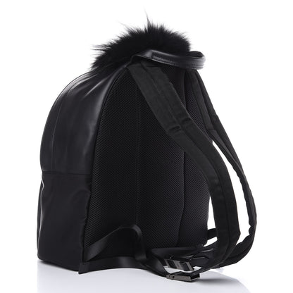 Fendi Vitello Century Nylon Crocodile Elaphe Fox Goat Fur Metal Monster Eyes Backpack Black 3 of 10