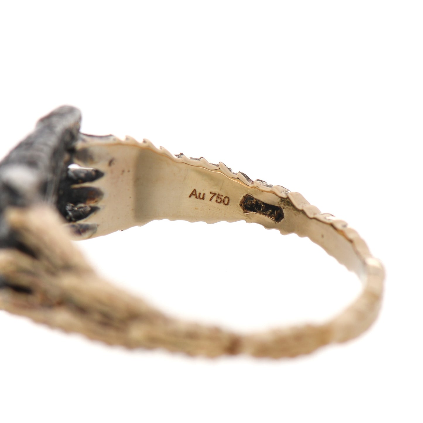 18K Yellow Gold Sterling Silver Diamond Pearl Le Marche Des Merveilles Feline Ring 54 6.75