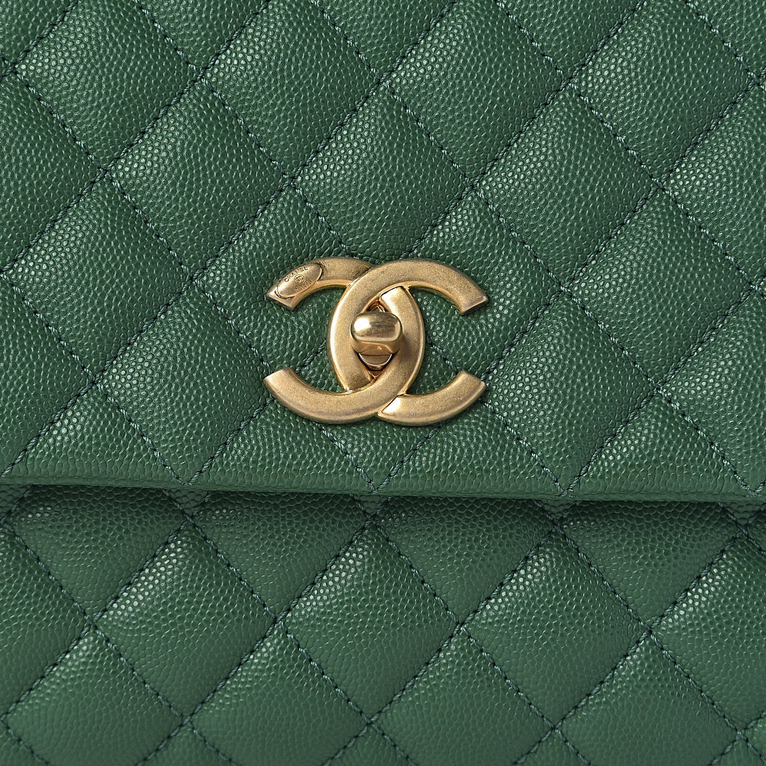 Chanel Caviar Quilted Small Coco Handle Flap Green 10 of 10