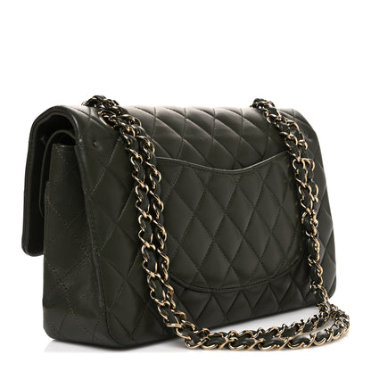 Chanel Lambskin Quilted Medium Double Flap Khaki 3 of 11
