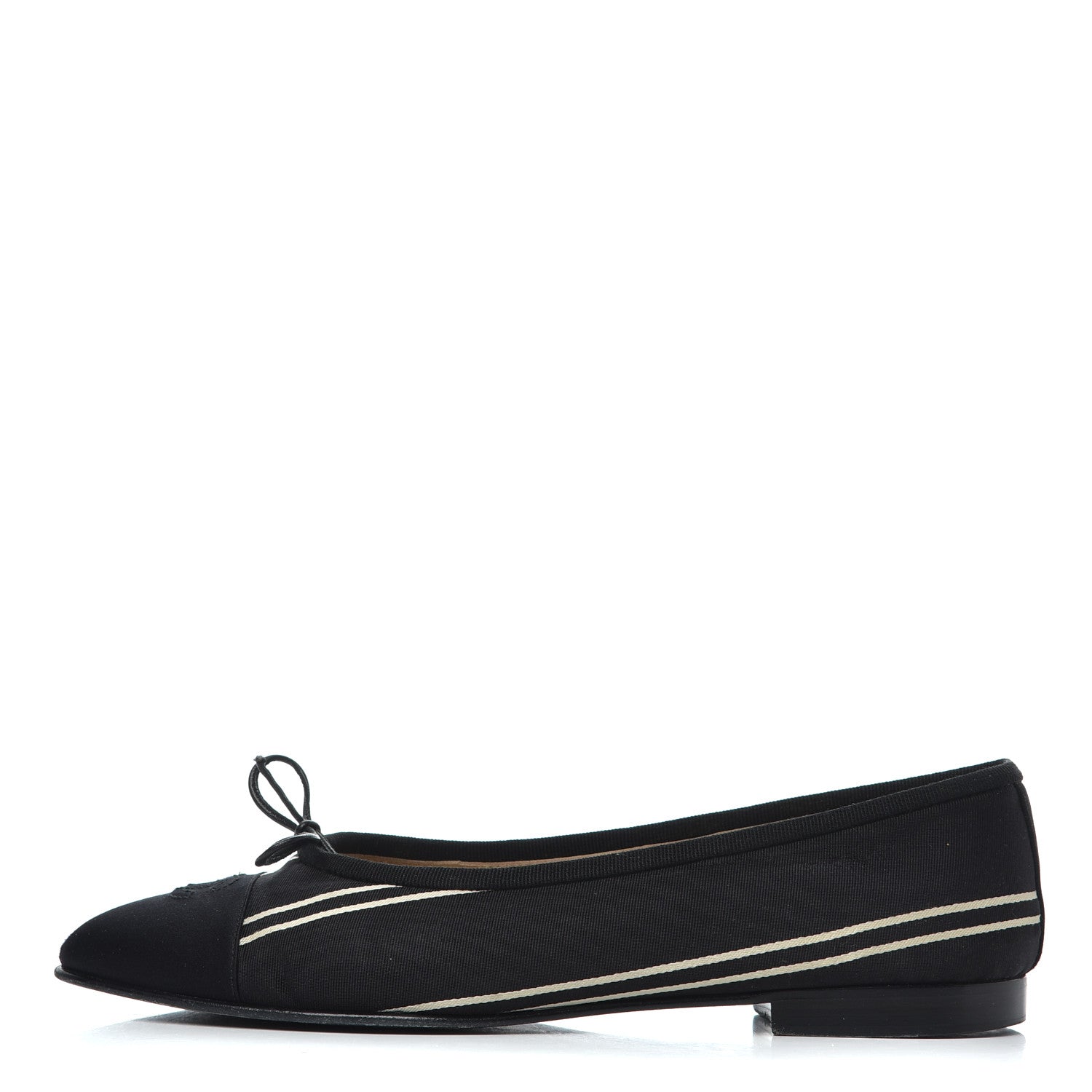 Chanel Fabric Grosgrain Cap Toe Ballerina Flats 39.5 Black 1 of 19