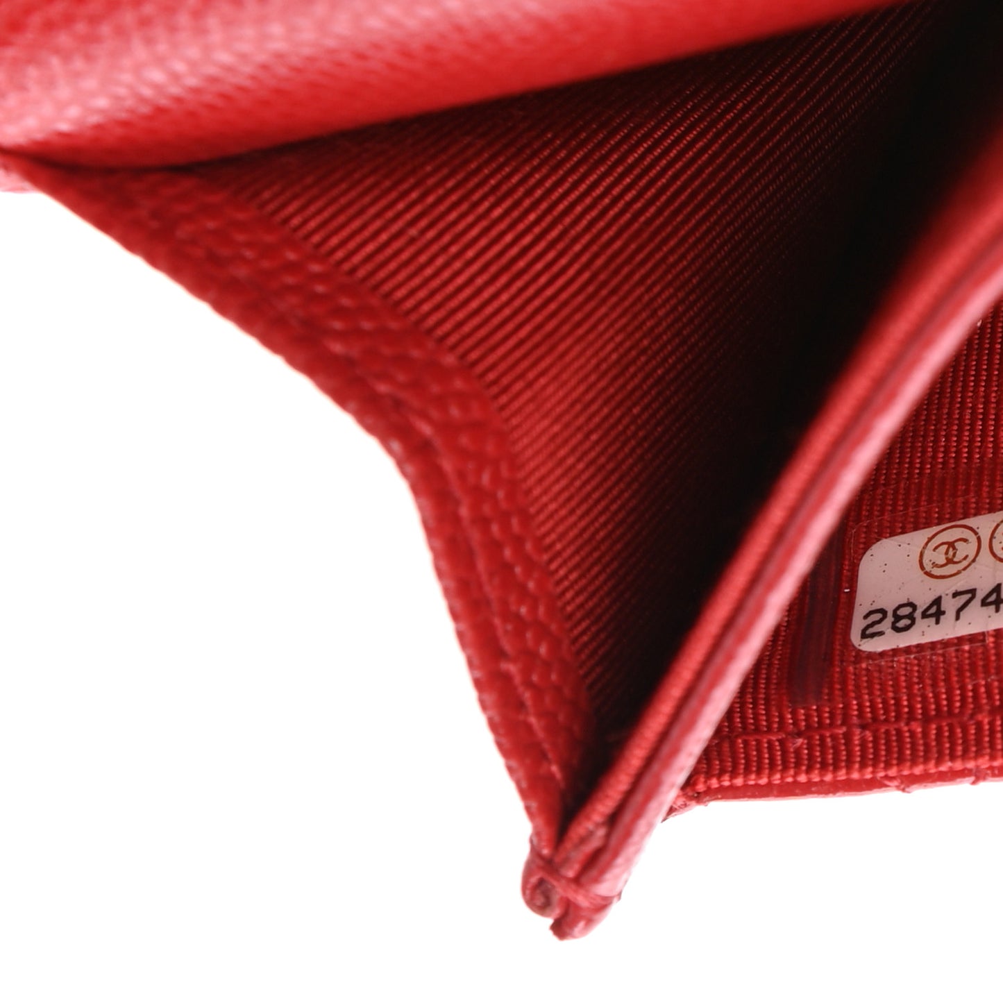 Caviar Quilted Flap Card Holder Wallet Red