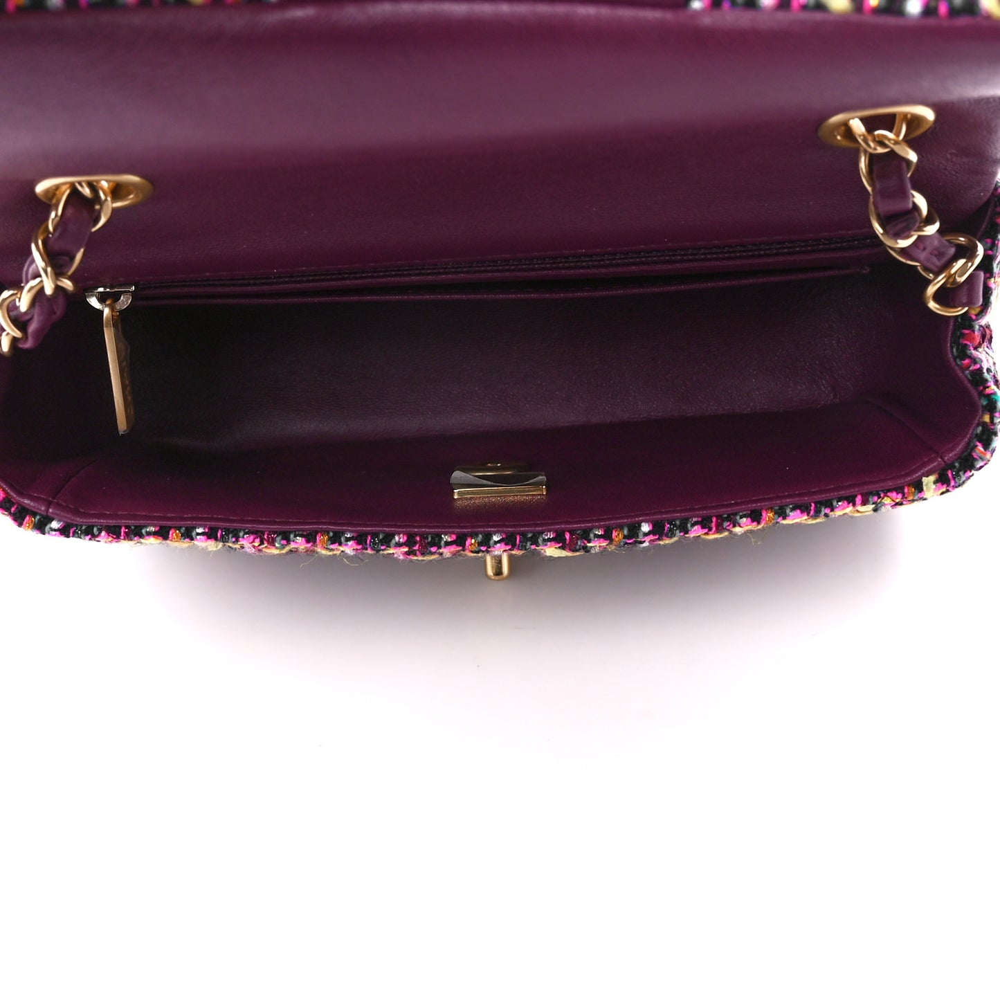 Tweed Quilted Mini Rectangular Flap Pink Multicolor