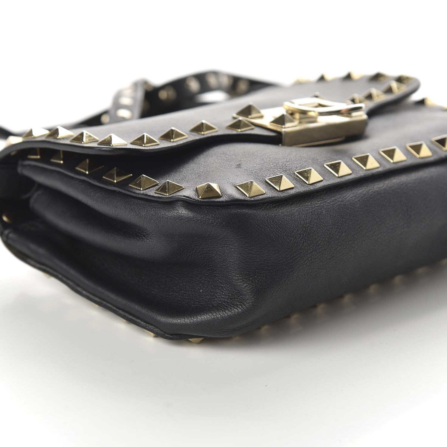 Valentino Garavani Vitello Mini Rockstud Flap Saddle Crossbody Bag Black 6 of 11