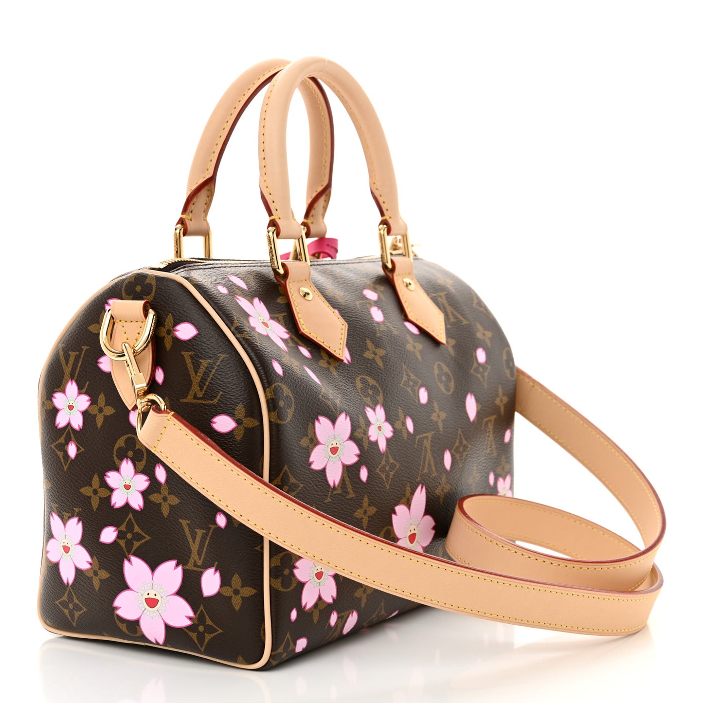 LV X TM Monogram Cherry Blossom Speedy Bandouliere 25 Sakura Brown