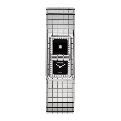 Chanel Stainless Steel Diamond Bezel 21mm Code Coco Quartz Watch Black 1 of 5