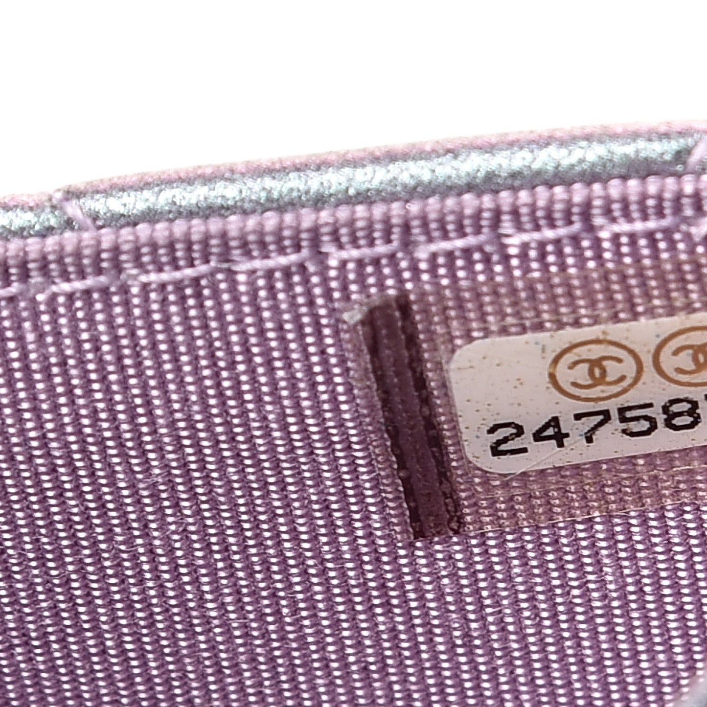 Iridescent Lambskin Quilted Reissue Flap Card Holder Light Purple