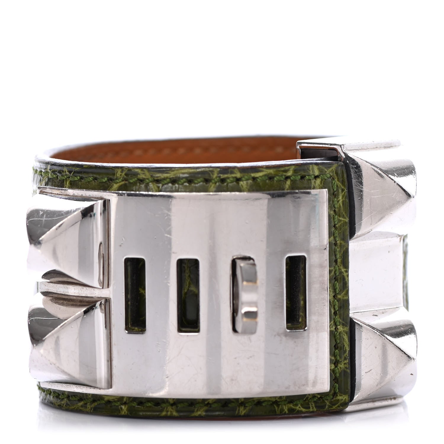 Hermes Shiny Alligator Collier De Chien CDC Bracelet Pelouse 3 of 6