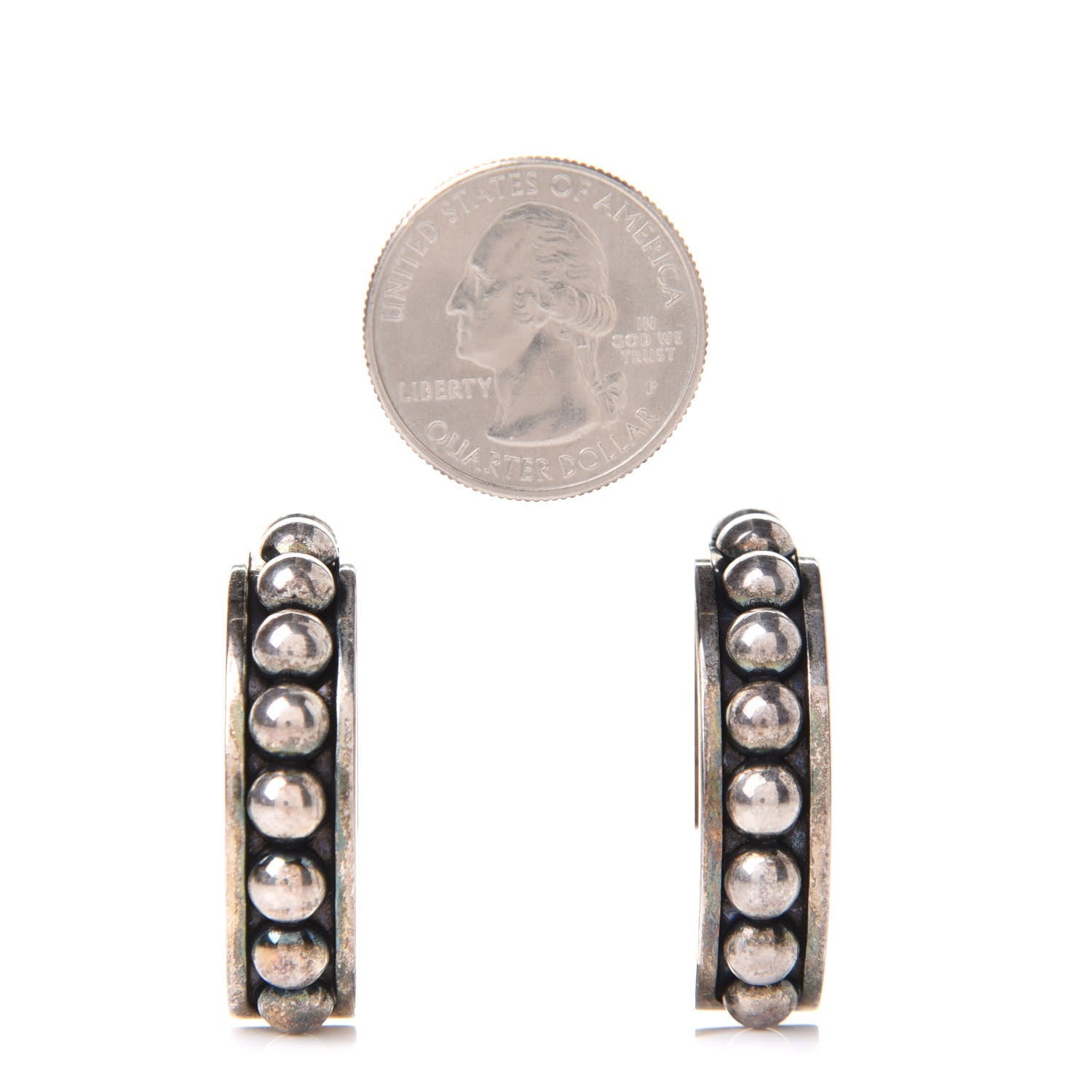 Saint Laurent Brass Marrakech Round Hoop Earrings Silver 2 of 5