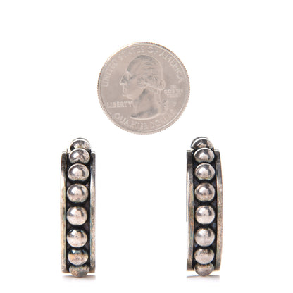 Saint Laurent Brass Marrakech Round Hoop Earrings Silver 2 of 5