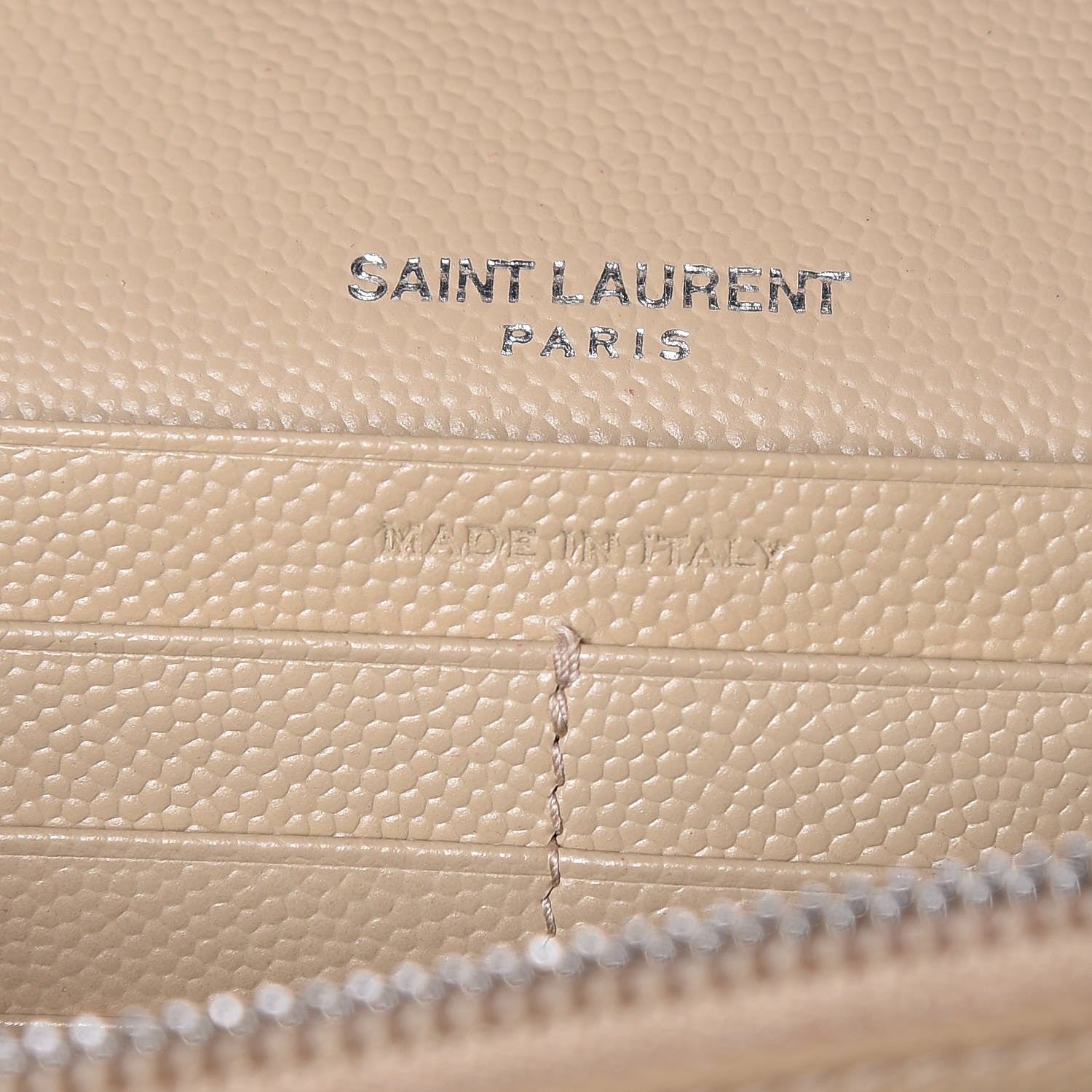 Saint Laurent Grain De Poudre Matelasse Chevron Monogram Chain Wallet Nude Powder 7 of 11