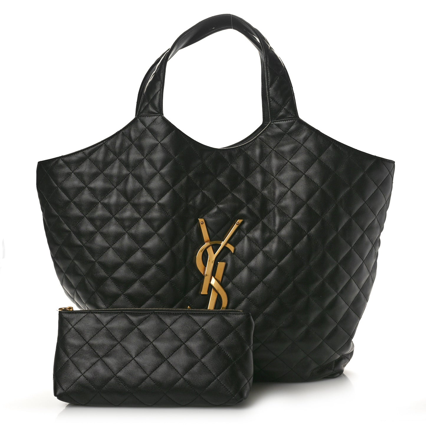 Lambskin Quilted Maxi Icare Shopping Tote Black