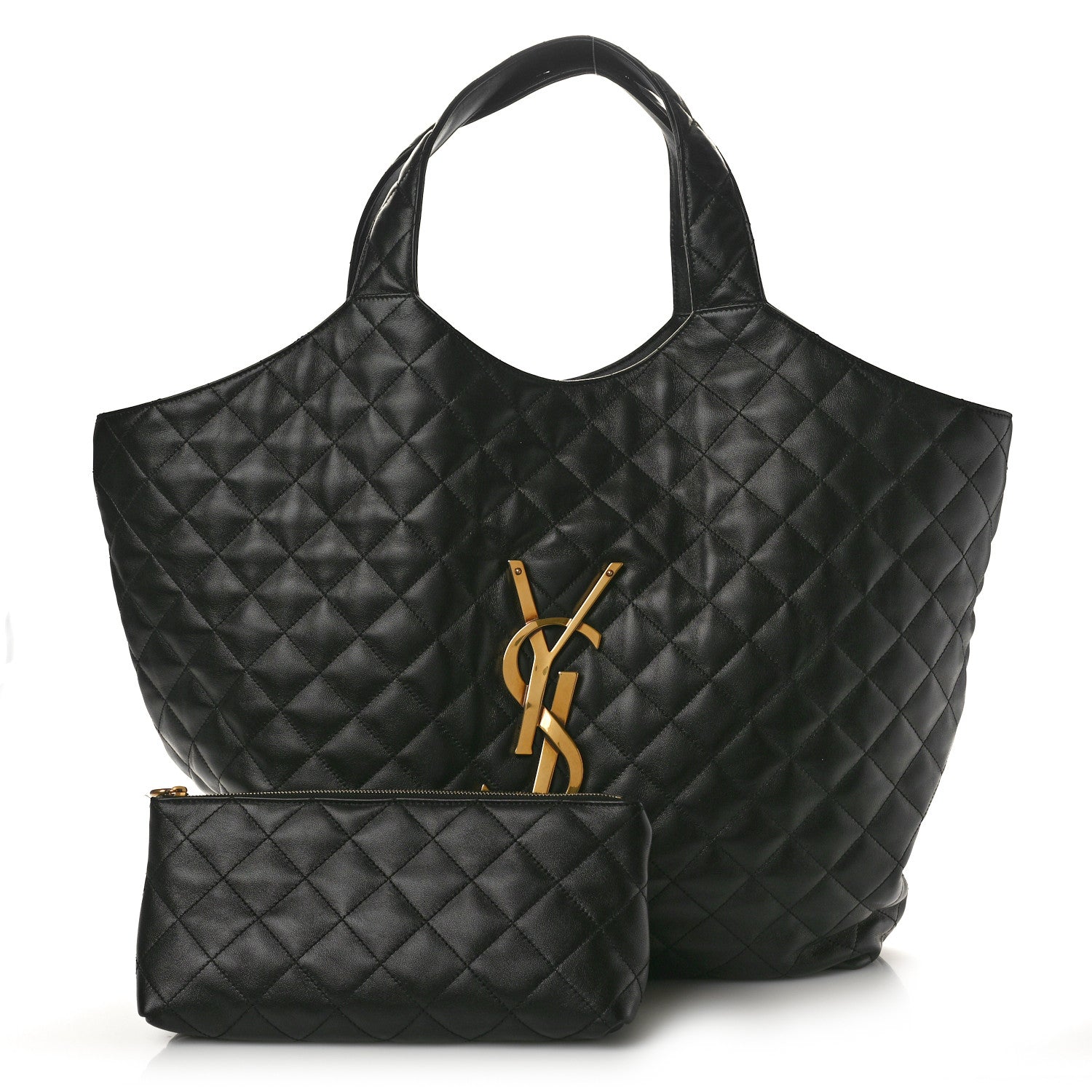 Saint Laurent Lambskin Quilted Maxi Icare Shopping Tote Black 2 of 11
