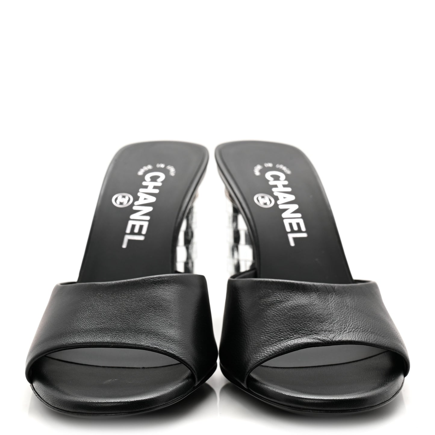 Lambskin Mirror Mules 35.5 Black