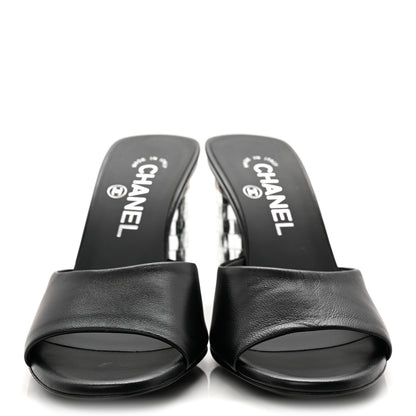 Chanel Lambskin Mirror Mules 35.5 Black 2 of 10