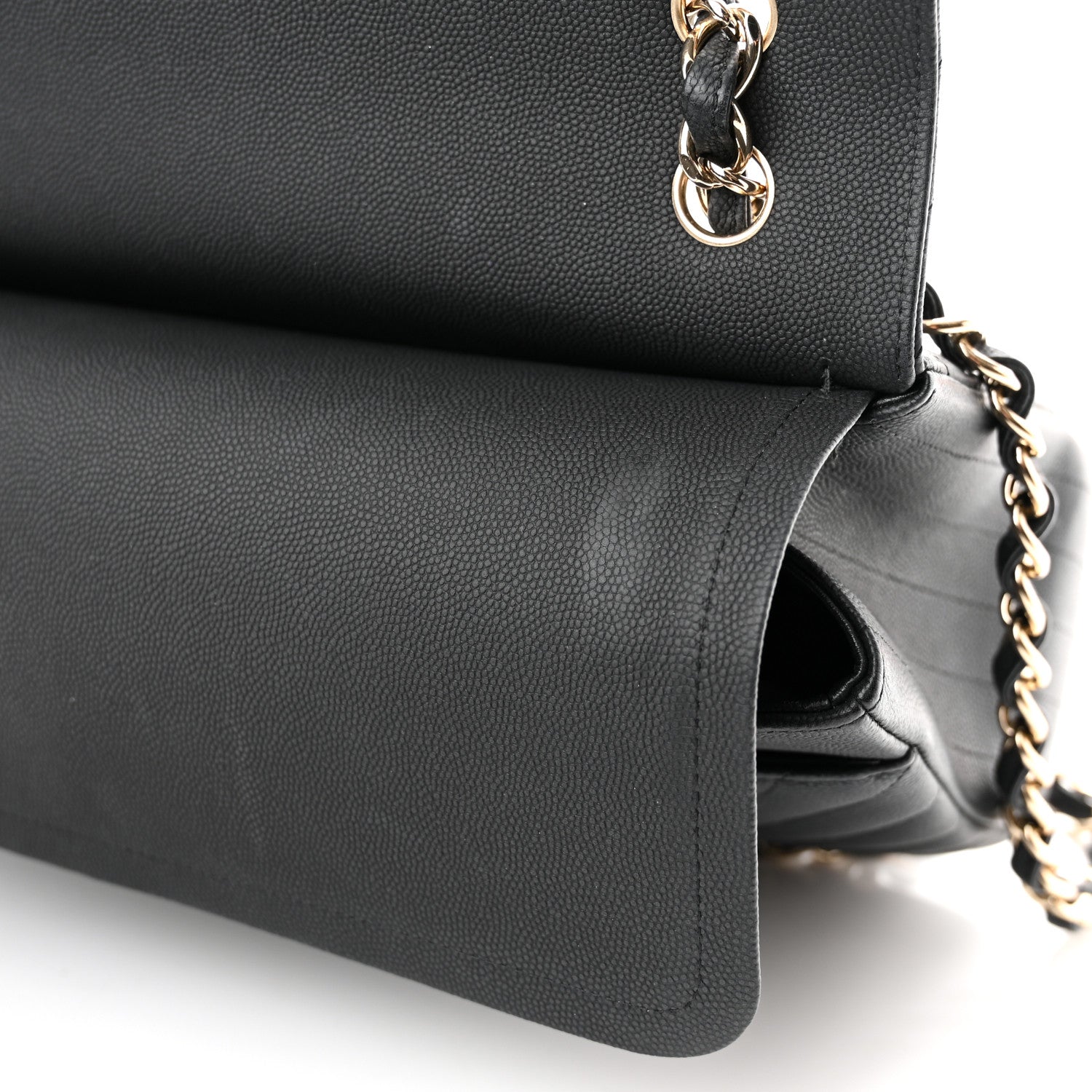 Chanel Caviar Chevron Quilted Jumbo Double Flap Black 11 of 11