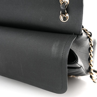 Chanel Caviar Chevron Quilted Jumbo Double Flap Black 11 of 11