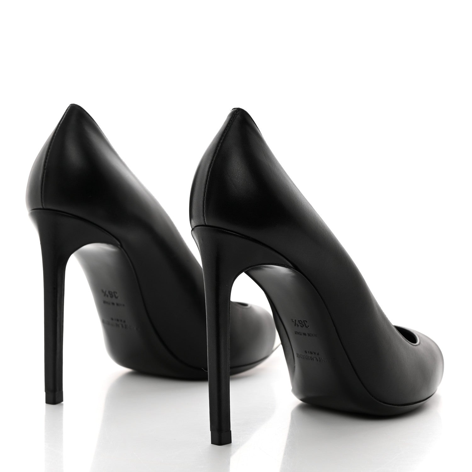 Saint Laurent Calfskin Bi-Color Cap Toe 105 Pumps 36.5 Black Porcellana 4 of 9