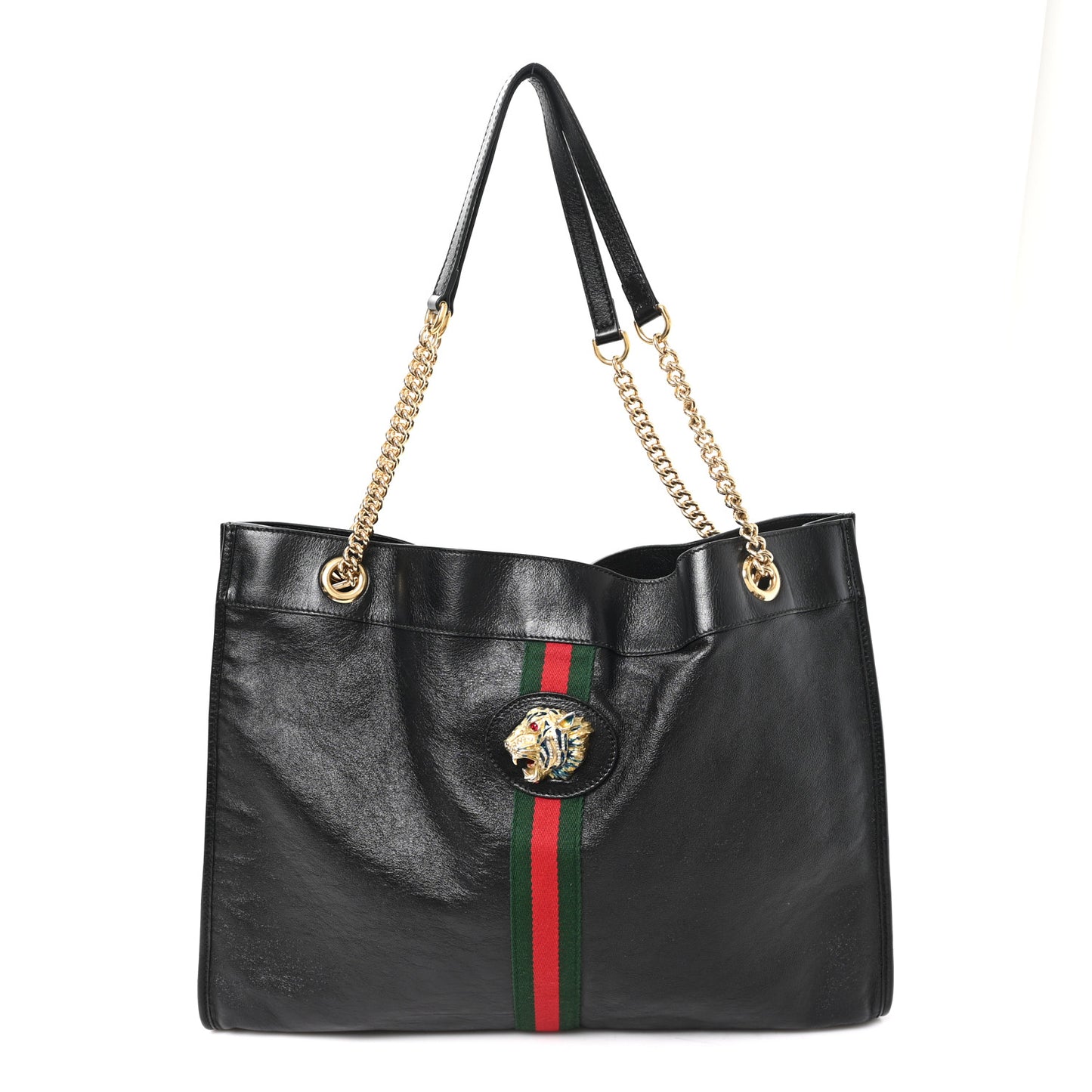 Calfskin Large Rajah Chain Tote Black