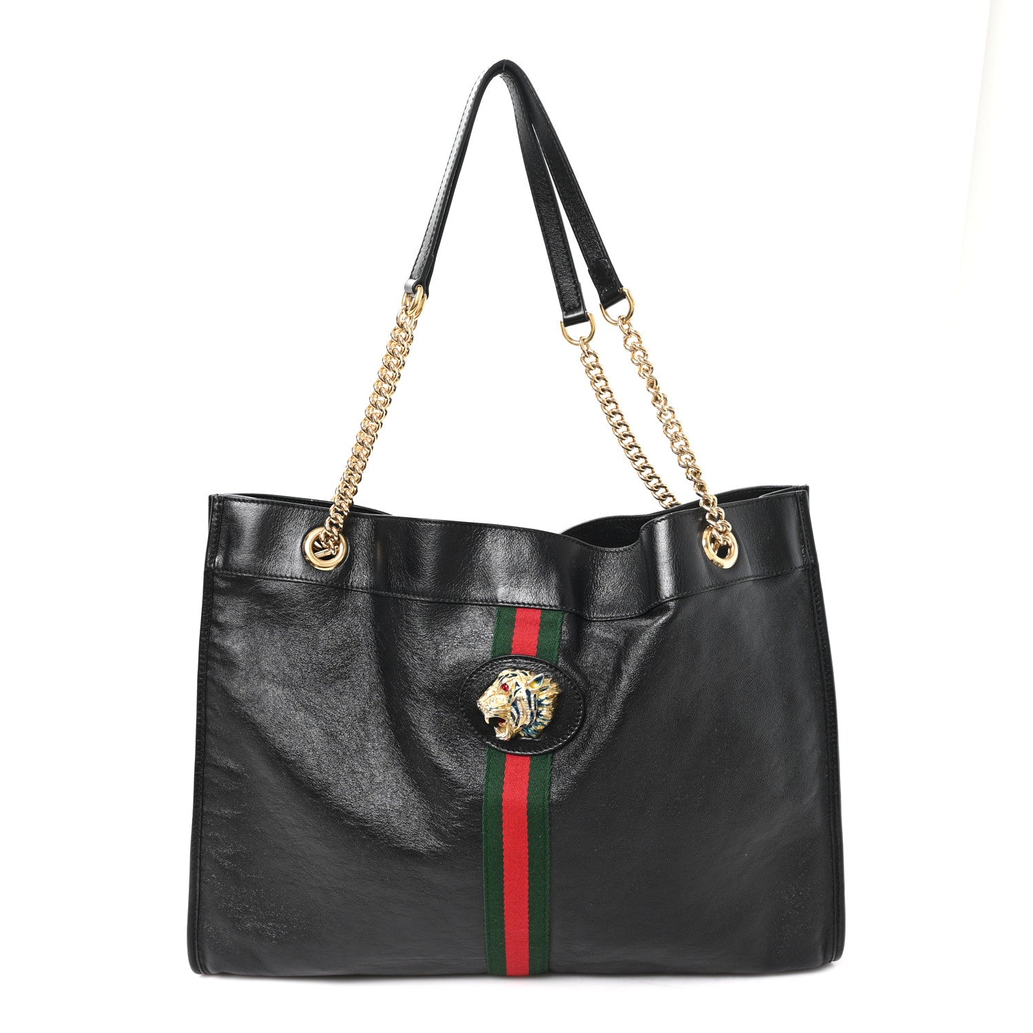 Gucci Calfskin Large Rajah Chain Tote Black 1 of 14
