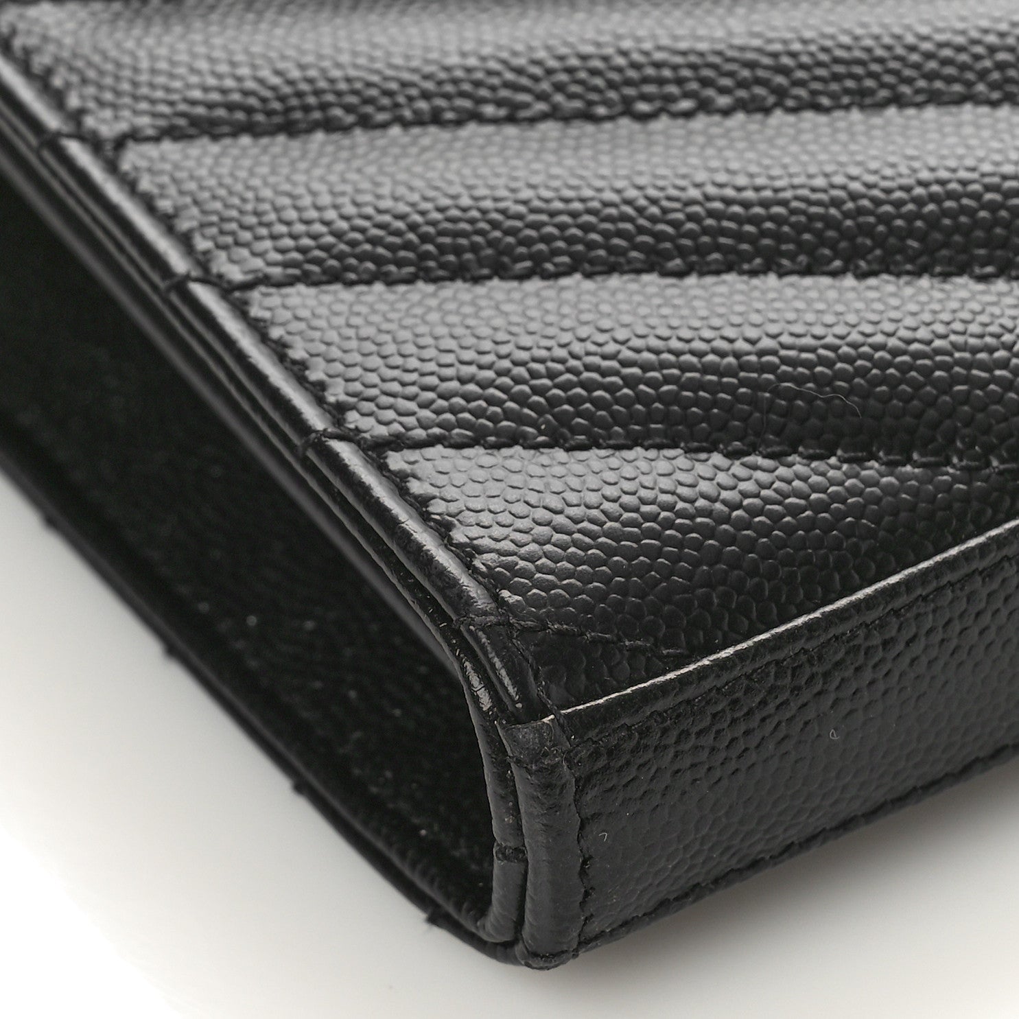 Saint Laurent Grain De Poudre Matelasse Chevron Monogram Chain Wallet Black 7 of 8