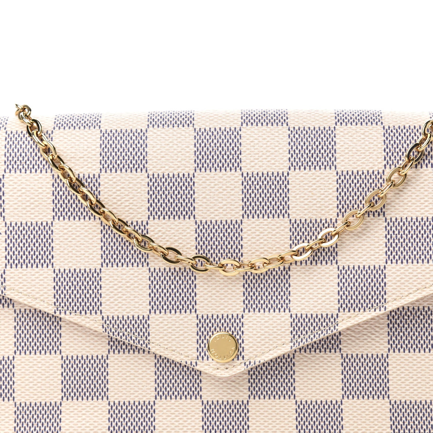 Damier Azur Pochette Felicie Chain Wallet Rose Ballerine