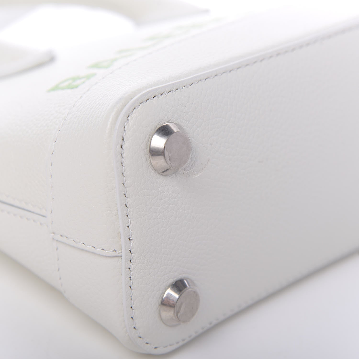 Balenciaga Grained Calfskin Logo XXS Ville Top Handle Bag White Light Green 6 of 11