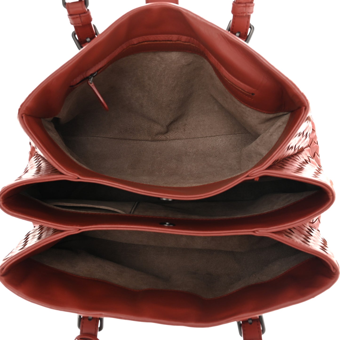 Nappa Intrecciato Small Roma Tote Red