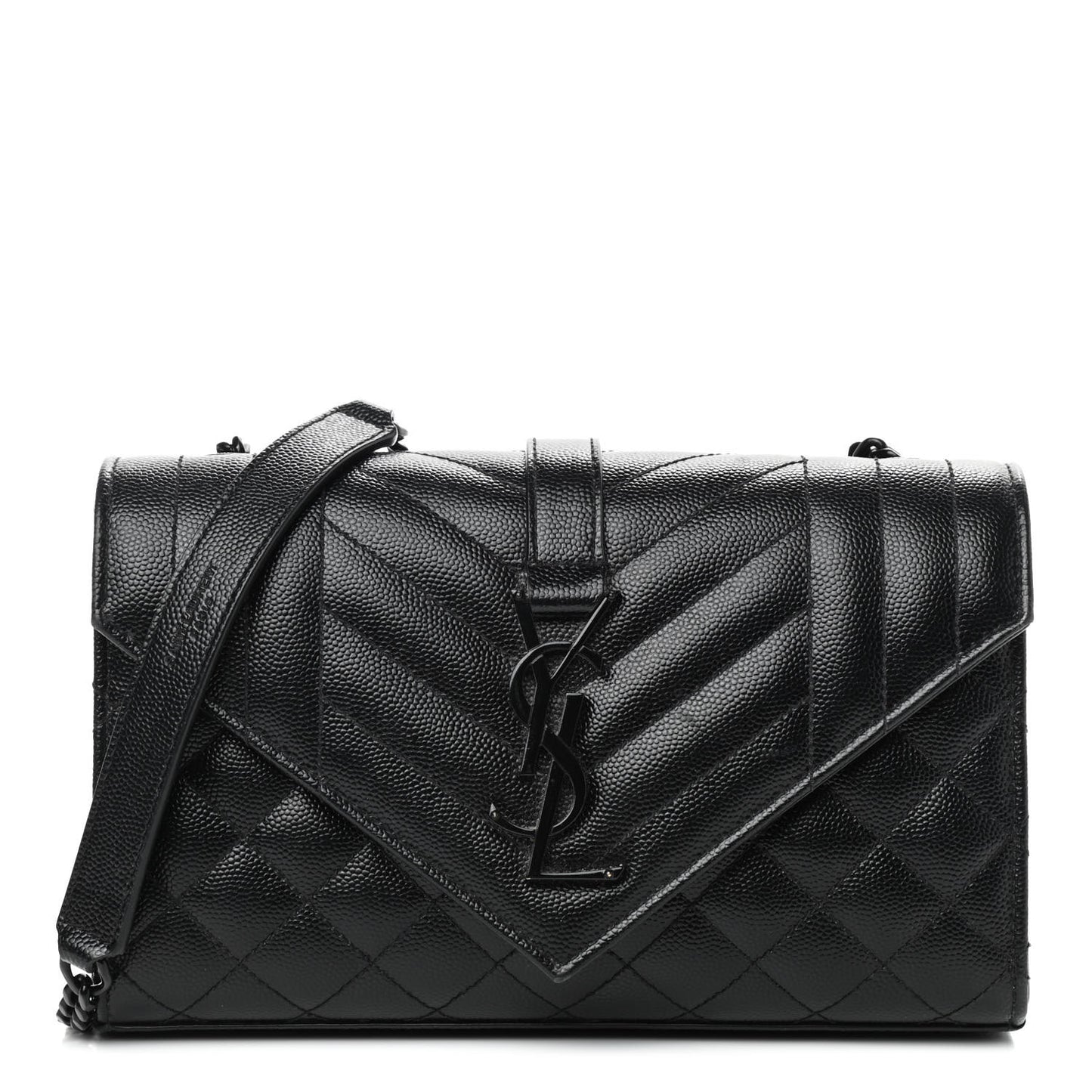 Grain De Poudre Textured Mixed Matelasse Triquilt Small Monogram Satchel Black