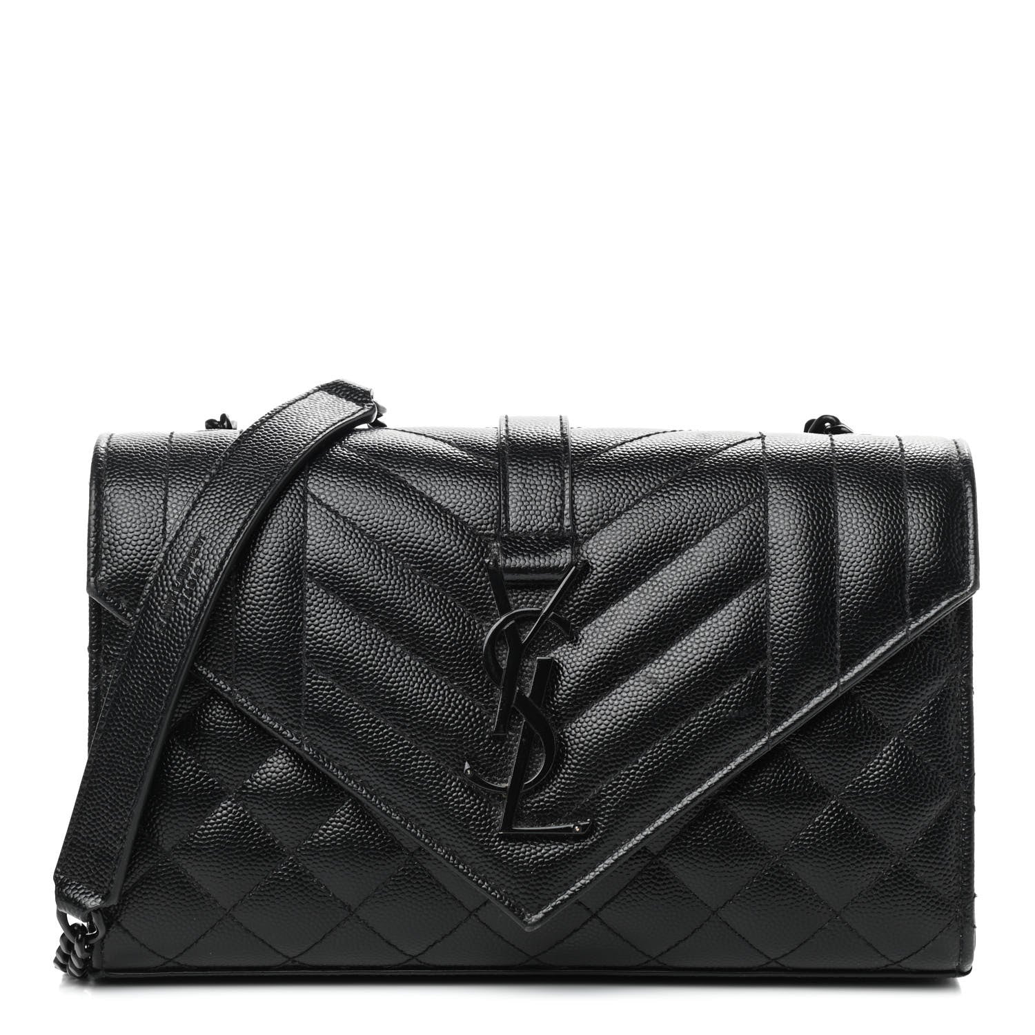 Saint Laurent Grain De Poudre Textured Mixed Matelasse Triquilt Small Monogram Satchel Black 1 of 10