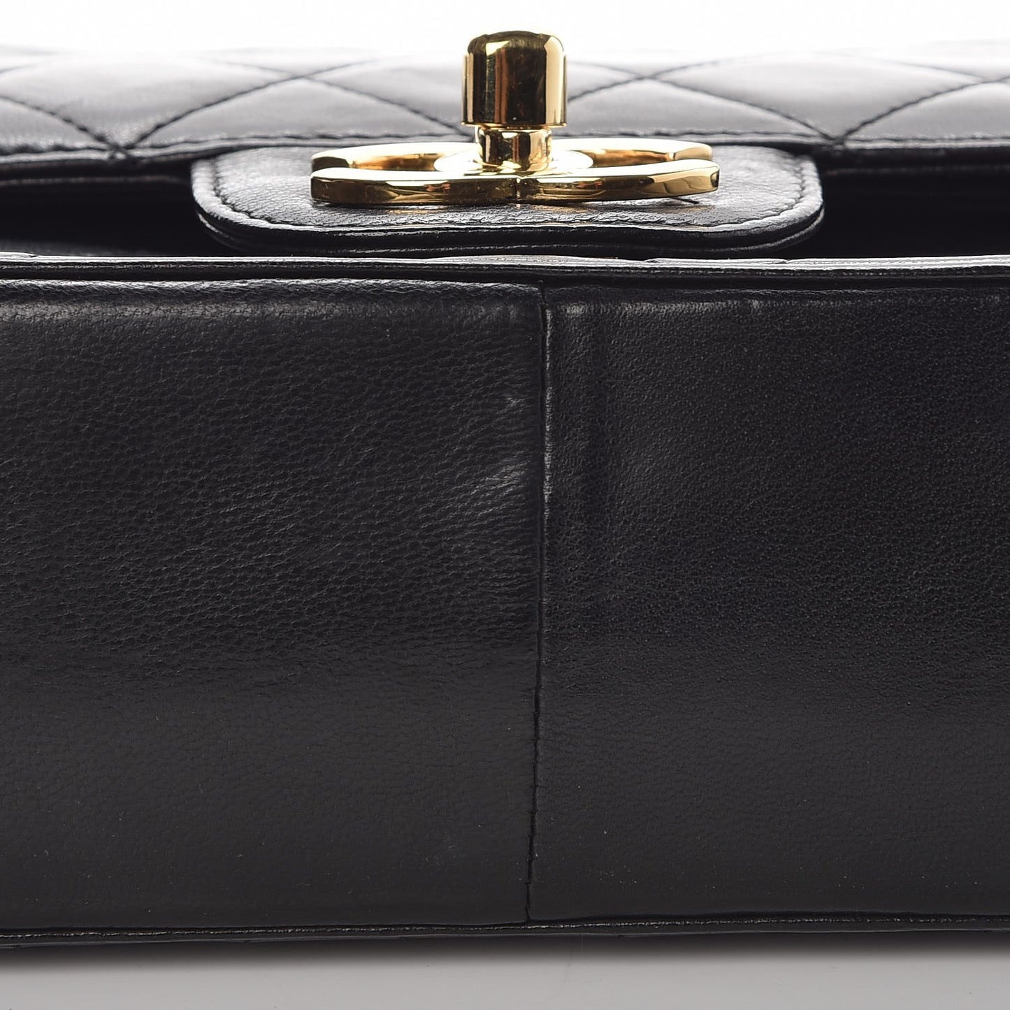 Lambskin Quilted Medium Double Flap Black