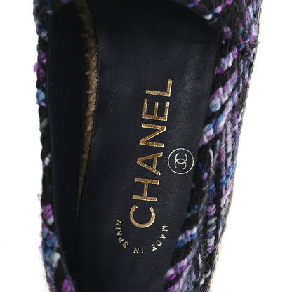 Chanel Tweed Grosgrain CC Espadrilles 35 Purple Black Navy 6 of 10