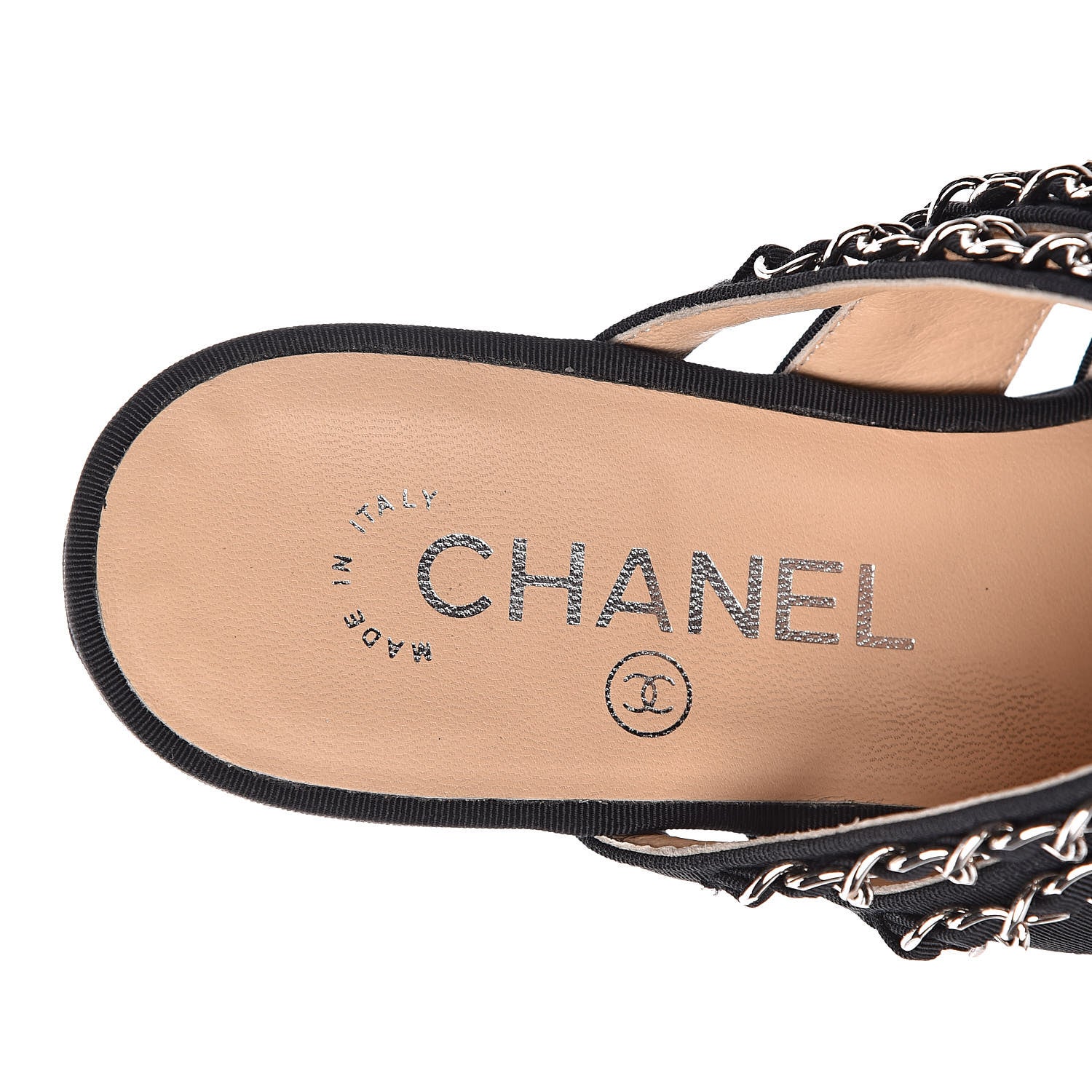 Chanel Grosgrain Chain Sandals 36 Black 7 of 11