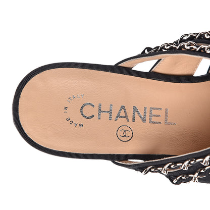 Chanel Grosgrain Chain Sandals 36 Black 7 of 11