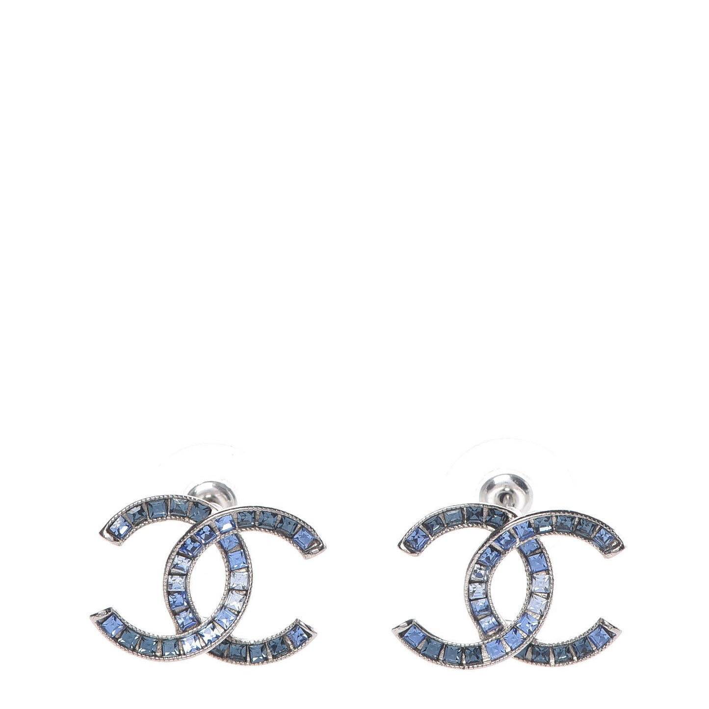 Crystal Baguette CC Earrings Blue